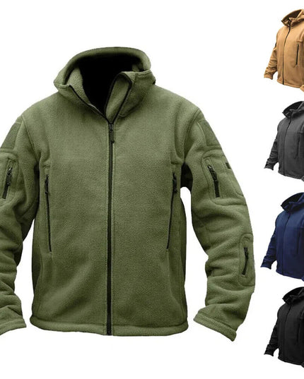 Men Casual Coat Tactical Recon Fleece Jacket Full Zip Army Hoodie Combat Hoody