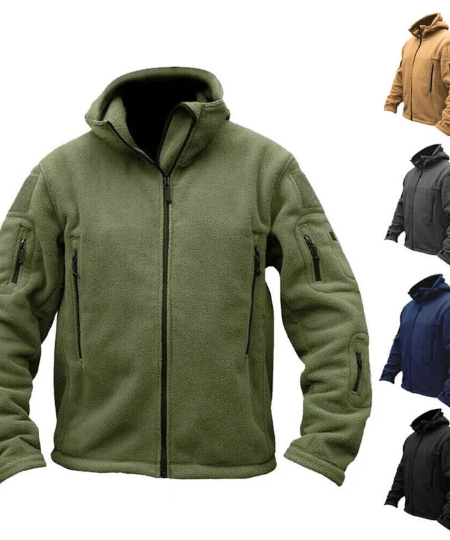 Men Casual Coat Tactical Recon Fleece Jacket Full Zip Army Hoodie Combat Hoody