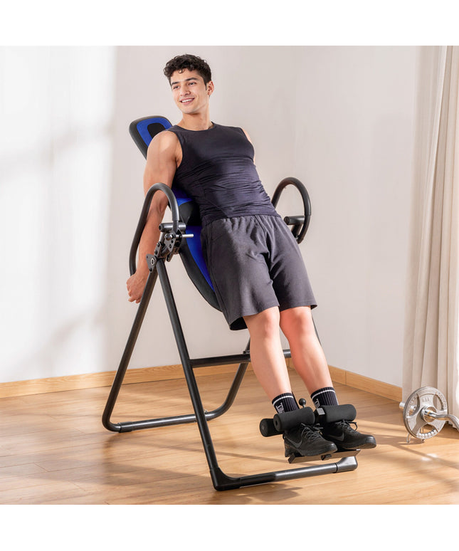 Foldable Gravity Inversion Table, Fitness Bench W/ Soft Ankle Cushions for Home