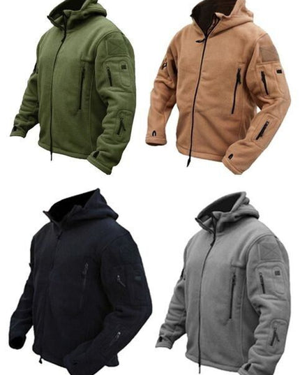 Men Casual Coat Tactical Recon Fleece Jacket Full Zip Army Hoodie Combat Hoody