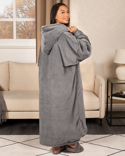 Heated Hoodie Blanket Extra Long Oversized Warm Fleece Sherpa Throw USB Jumper