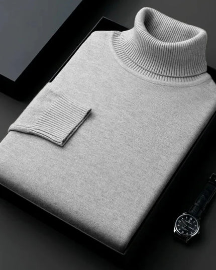 Sweatwear Mens Anti-Pilling High Quality Knitted Turtleneck Sweater Slim Fit Long Sleeve Pullover Solid Color Trend Men Clothing