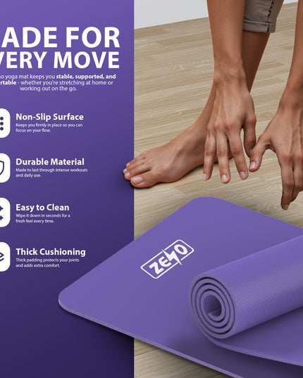 YOGA MAT 10MM THICK EXERCISE MAT GYM WORKOUT FITNESS PILATES HOME NON SLIP NBR