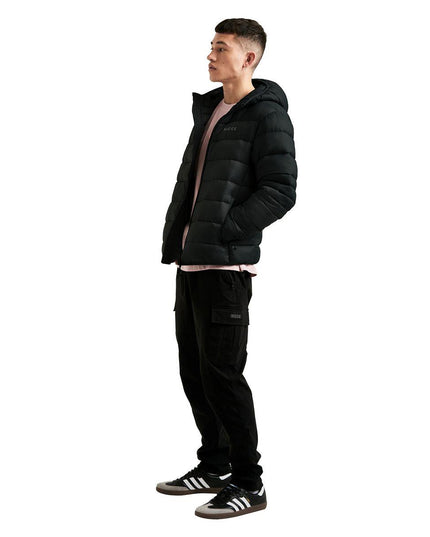 Mens Nicce Hooded Puffer Jacket Water Resistant Zip Pockets Padded Coat