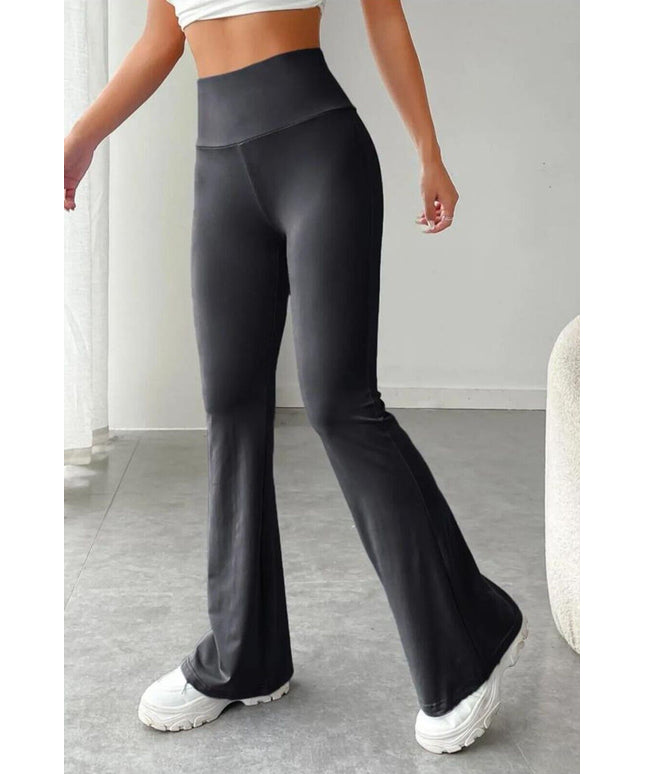 Womens High Waist Leggings Ladies Palazzo Flare Stretch Yoga Running Trousers