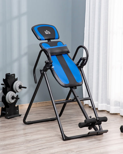 Foldable Gravity Inversion Table, Fitness Bench W/ Soft Ankle Cushions for Home