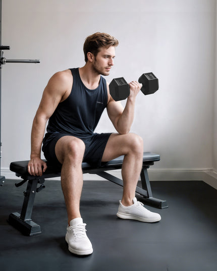 Single Rubber Hex Dumbbell Encased Ergo Weights Home Exercise Gym Fitness