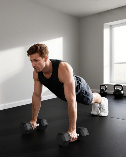 Single Rubber Hex Dumbbell Encased Ergo Weights Home Exercise Gym Fitness