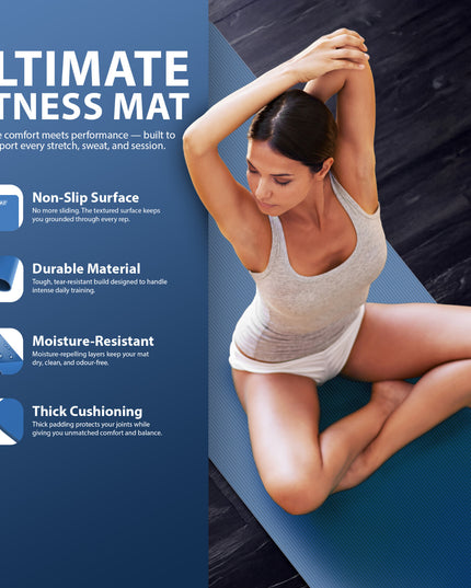 YOGA MAT 10MM THICK EXERCISE MAT GYM WORKOUT FITNESS PILATES HOME NON SLIP NBR