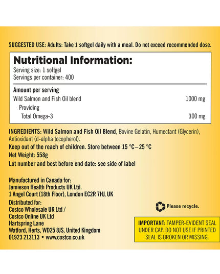 Kirkland Signature Fish Oil & Omega 3, 400 Count