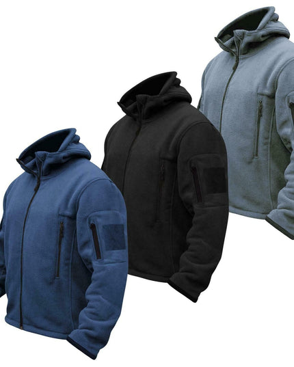 Men Casual Coat Tactical Recon Fleece Jacket Full Zip Army Hoodie Combat Hoody