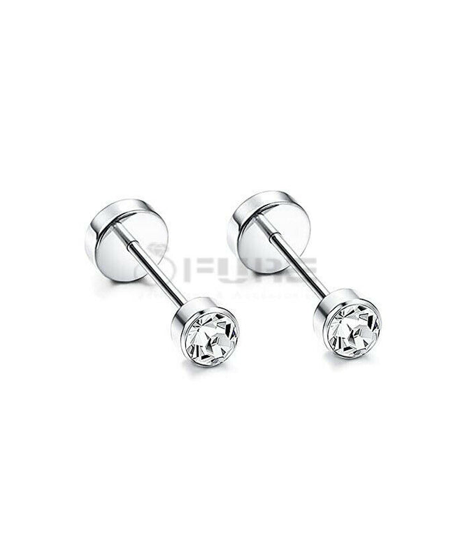 Attractive Small Tiny round 3MM CZ Crystal Silver Ear Studs Earrings Jewellery