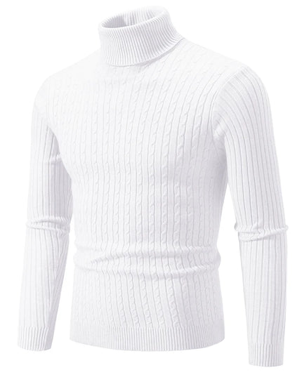 New Men'S High Neck Sweater Solid Color Pullover Knitted Warm Casual Turtleneck Sweatwear Woolen Mens Winter Outdoor Tops