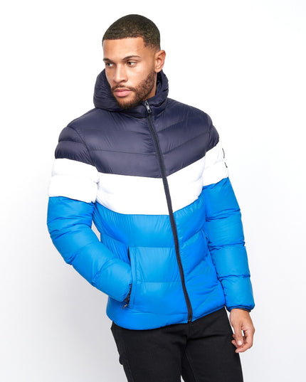 Men'S Crosshatch Mid Length Bubble Coat Padded Hooded Quilted Winter Jacket