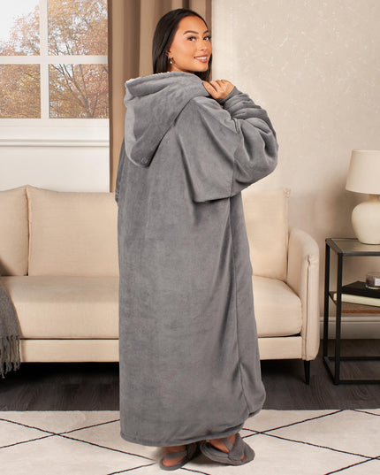 Heated Hoodie Blanket Extra Long Oversized Warm Fleece Sherpa Throw USB Jumper
