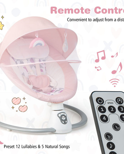 Baby Bouncer with 5 Swing Speeds and Built-In 17 Music for Newborn