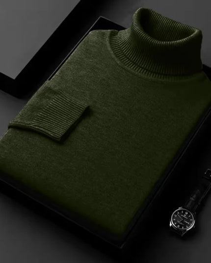 Sweatwear Mens Anti-Pilling High Quality Knitted Turtleneck Sweater Slim Fit Long Sleeve Pullover Solid Color Trend Men Clothing