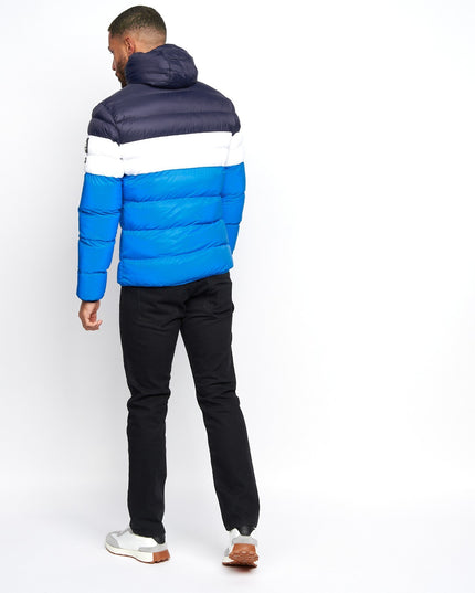 Men'S Crosshatch Mid Length Bubble Coat Padded Hooded Quilted Winter Jacket