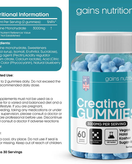 GN Creatine Gummies | 60 Chewable Creatine Gummies for Men & Women - 3000Mg Creatine-Monohydrate per Serving | Berry Flavour, Non-Gmo & Suitable for Vegans & Vegetarians