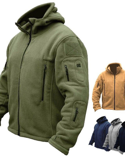 Men Casual Coat Tactical Recon Fleece Jacket Full Zip Army Hoodie Combat Hoody