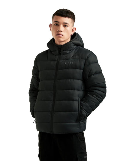 Mens Nicce Hooded Puffer Jacket Water Resistant Zip Pockets Padded Coat