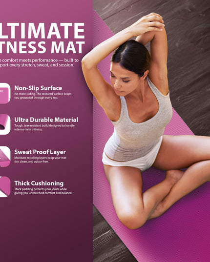 YOGA MAT 10MM THICK EXERCISE MAT GYM WORKOUT FITNESS PILATES HOME NON SLIP NBR