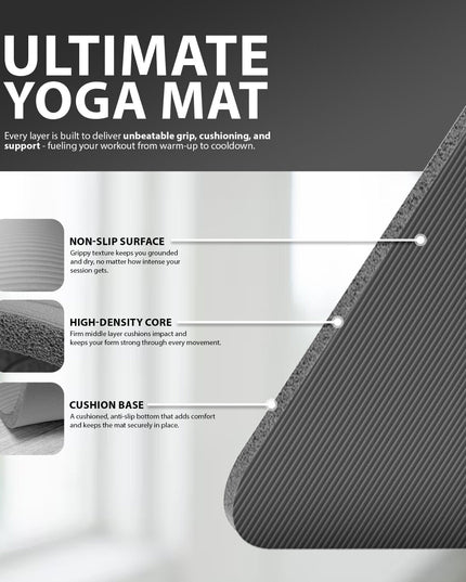 YOGA MAT 10MM THICK EXERCISE MAT GYM WORKOUT FITNESS PILATES HOME NON SLIP NBR