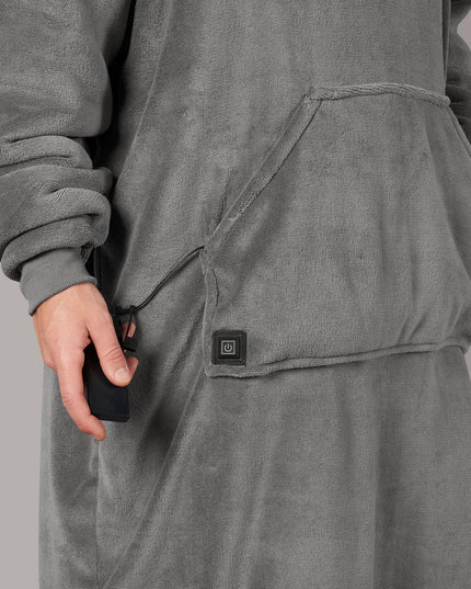Heated Hoodie Blanket Extra Long Oversized Warm Fleece Sherpa Throw USB Jumper