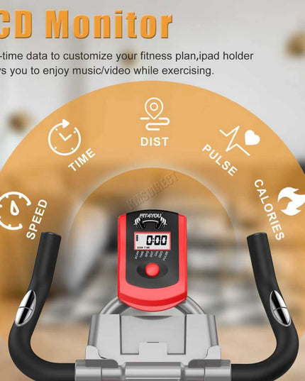 Exercise Bike Indoor Cycling Home Gym Workout Cardio Fitness LCD Monitor Black