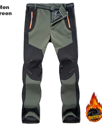 Thick Warm Fleece Hiking Pants Men Winter Waterproof Windproof Outdoor Soft Shell Rain Trousers Trekking Camping Ski Pants