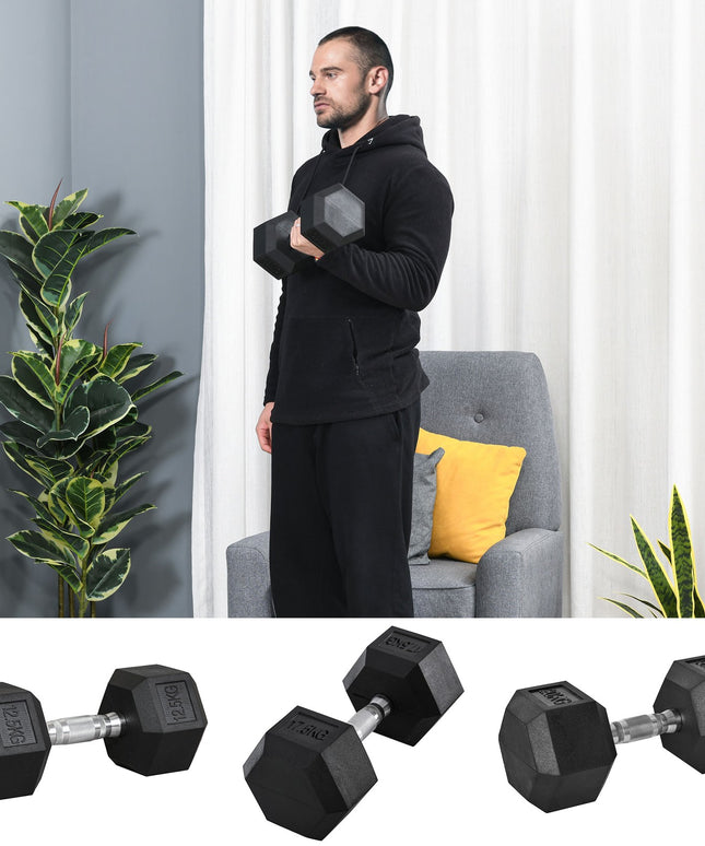 Single Rubber Hex Dumbbell Encased Ergo Weights Home Exercise Gym Fitness