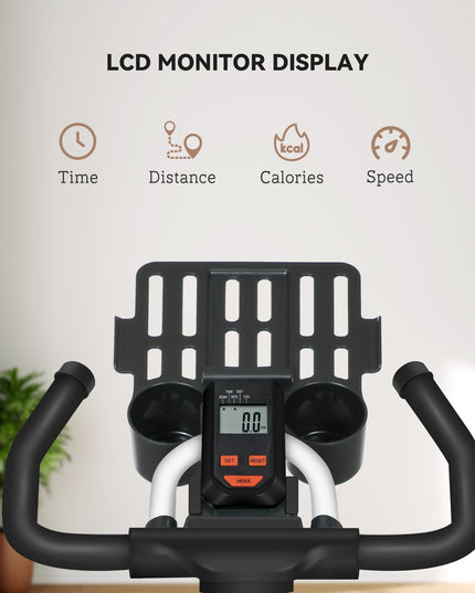 8Kg Flywheel Exercise Bike Adjustable Fitness Cycle Trainer, White