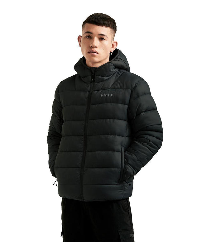 Mens Nicce Hooded Puffer Jacket Water Resistant Zip Pockets Padded Coat
