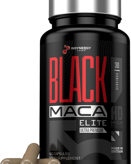 Ultra Premium 40,000MG Organic Black Maca with Ashwagandha - Maca Root Powder for Men 60 Vegan Capsules