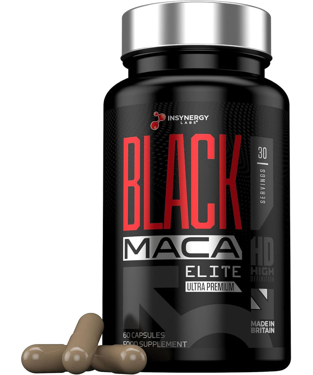 Ultra Premium 40,000MG Organic Black Maca with Ashwagandha - Maca Root Powder for Men 60 Vegan Capsules