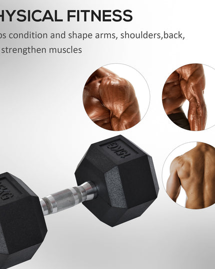 Single Rubber Hex Dumbbell Encased Ergo Weights Home Exercise Gym Fitness