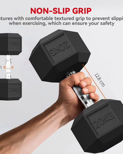 Single Rubber Hex Dumbbell Encased Ergo Weights Home Exercise Gym Fitness