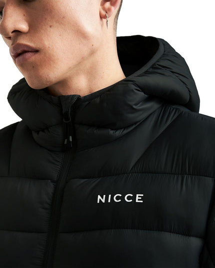 Mens Nicce Hooded Puffer Jacket Water Resistant Zip Pockets Padded Coat
