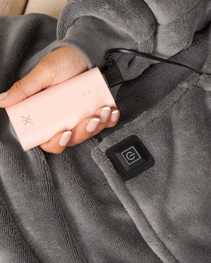 Heated Hoodie Blanket Extra Long Oversized Warm Fleece Sherpa Throw USB Jumper