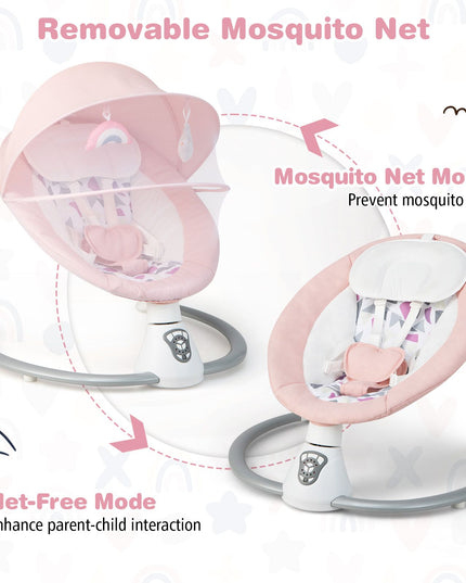 Baby Bouncer with 5 Swing Speeds and Built-In 17 Music for Newborn