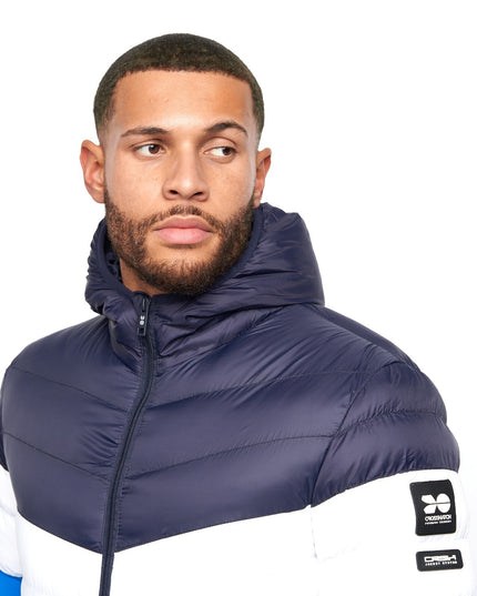 Men'S Crosshatch Mid Length Bubble Coat Padded Hooded Quilted Winter Jacket