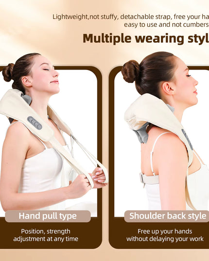 Foreverlily 26W Brushless Motor Neck and Shoulder Massager Wireless Shoulder and Back Kneading Massage Shawl Neck Masajeador