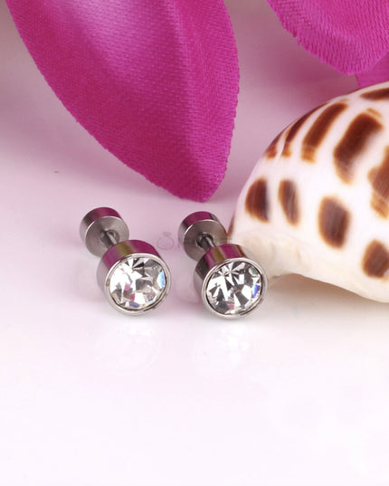 Attractive Small Tiny round 3MM CZ Crystal Silver Ear Studs Earrings Jewellery