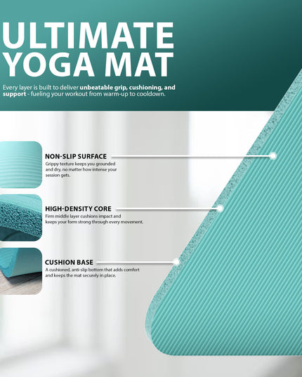 YOGA MAT 10MM THICK EXERCISE MAT GYM WORKOUT FITNESS PILATES HOME NON SLIP NBR