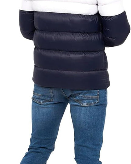 Men'S Crosshatch Mid Length Bubble Coat Padded Hooded Quilted Winter Jacket