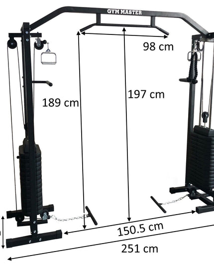 GYM MASTER 180kg Cable Crossover Machine with Pull-Up Bar – Multi-Station Home Gym Equipment with Attachments