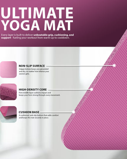 YOGA MAT 10MM THICK EXERCISE MAT GYM WORKOUT FITNESS PILATES HOME NON SLIP NBR