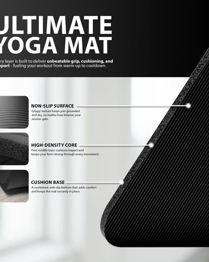 YOGA MAT 10MM THICK EXERCISE MAT GYM WORKOUT FITNESS PILATES HOME NON SLIP NBR