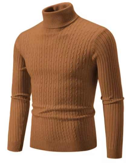 New Men'S High Neck Sweater Solid Color Pullover Knitted Warm Casual Turtleneck Sweatwear Woolen Mens Winter Outdoor Tops