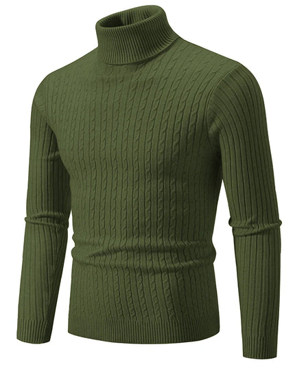 New Men'S High Neck Sweater Solid Color Pullover Knitted Warm Casual Turtleneck Sweatwear Woolen Mens Winter Outdoor Tops